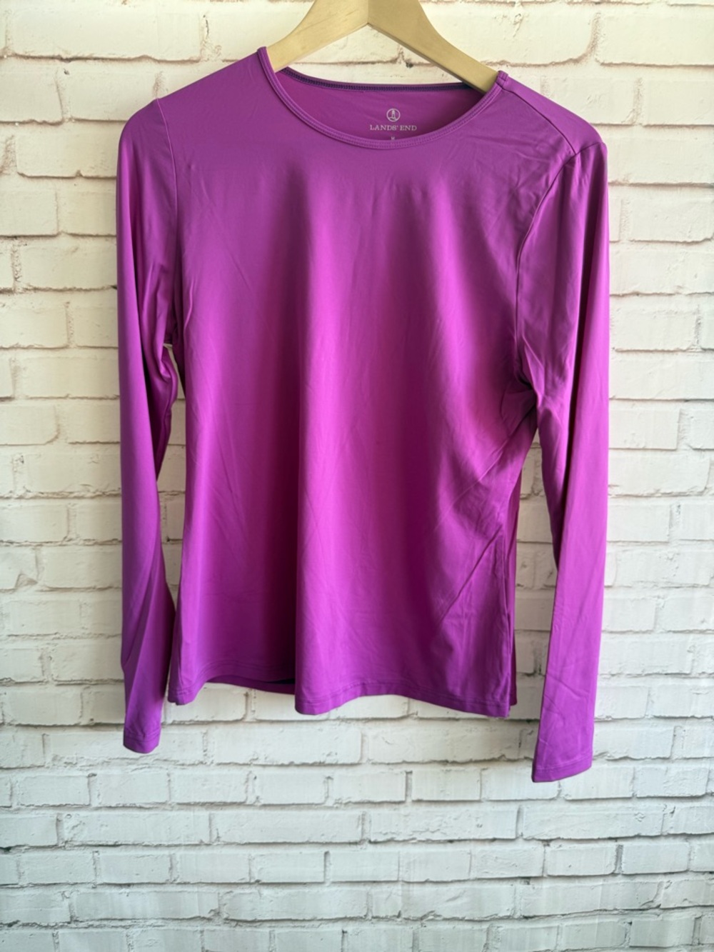Lands' End Women's Long Sleeve Crew‎ Neck Top - Pink Purple